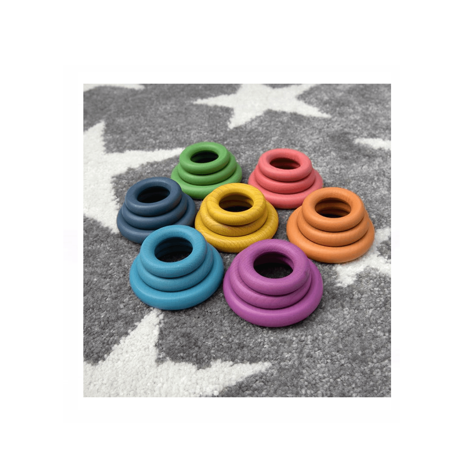 Anillas de madera arcoiris-TICKIT - Imagen 3