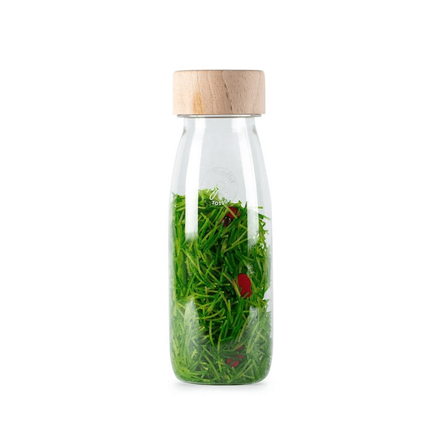Botella sensorial verde fideos con mariquita-PETIT BOUM