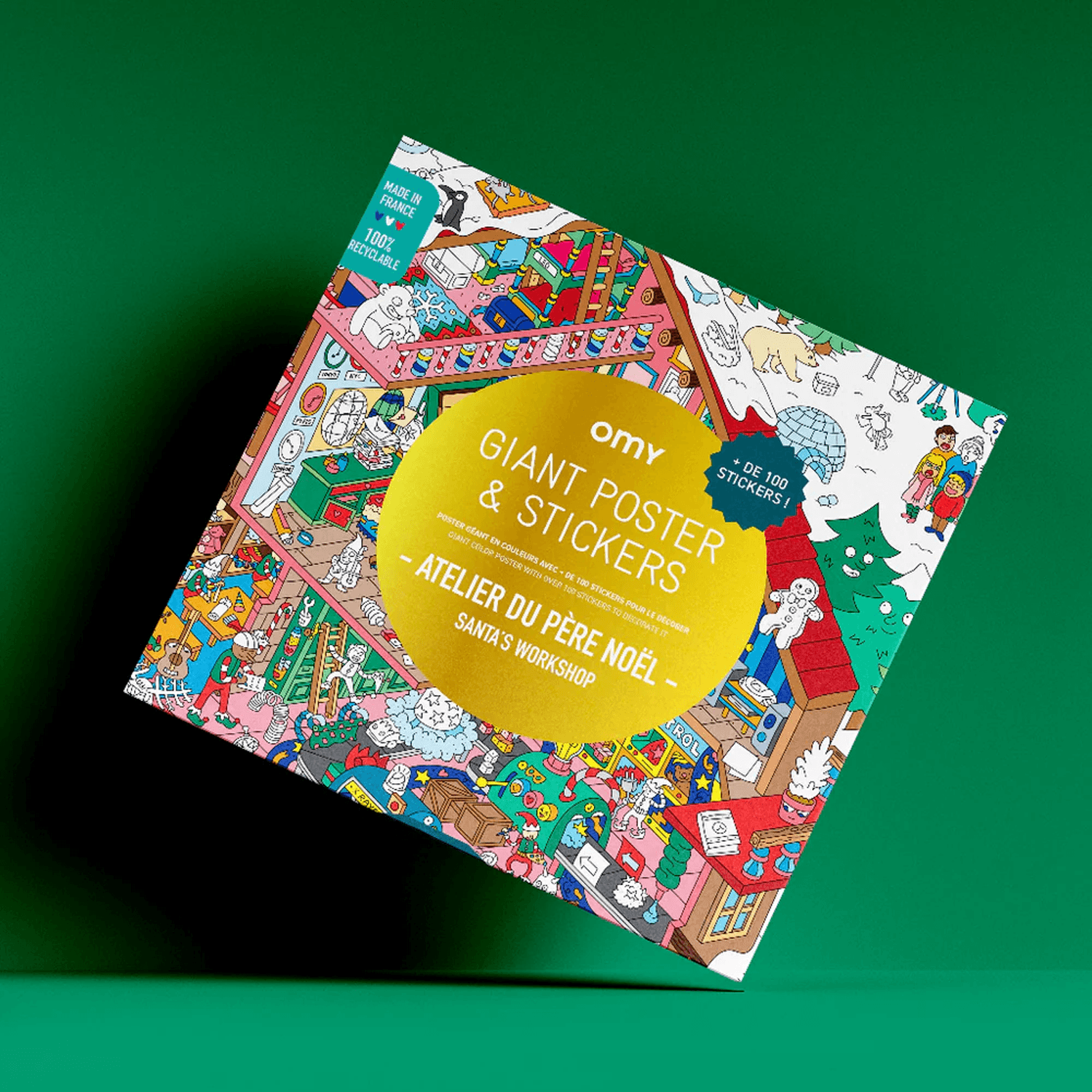 POSTER XL CON PEGATINAS SANTA CLAUS-OMY