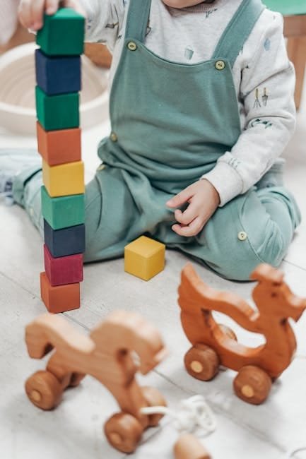 Child in White Long-sleeve Top and Dungaree Trousers Playing With Lego Blocks
