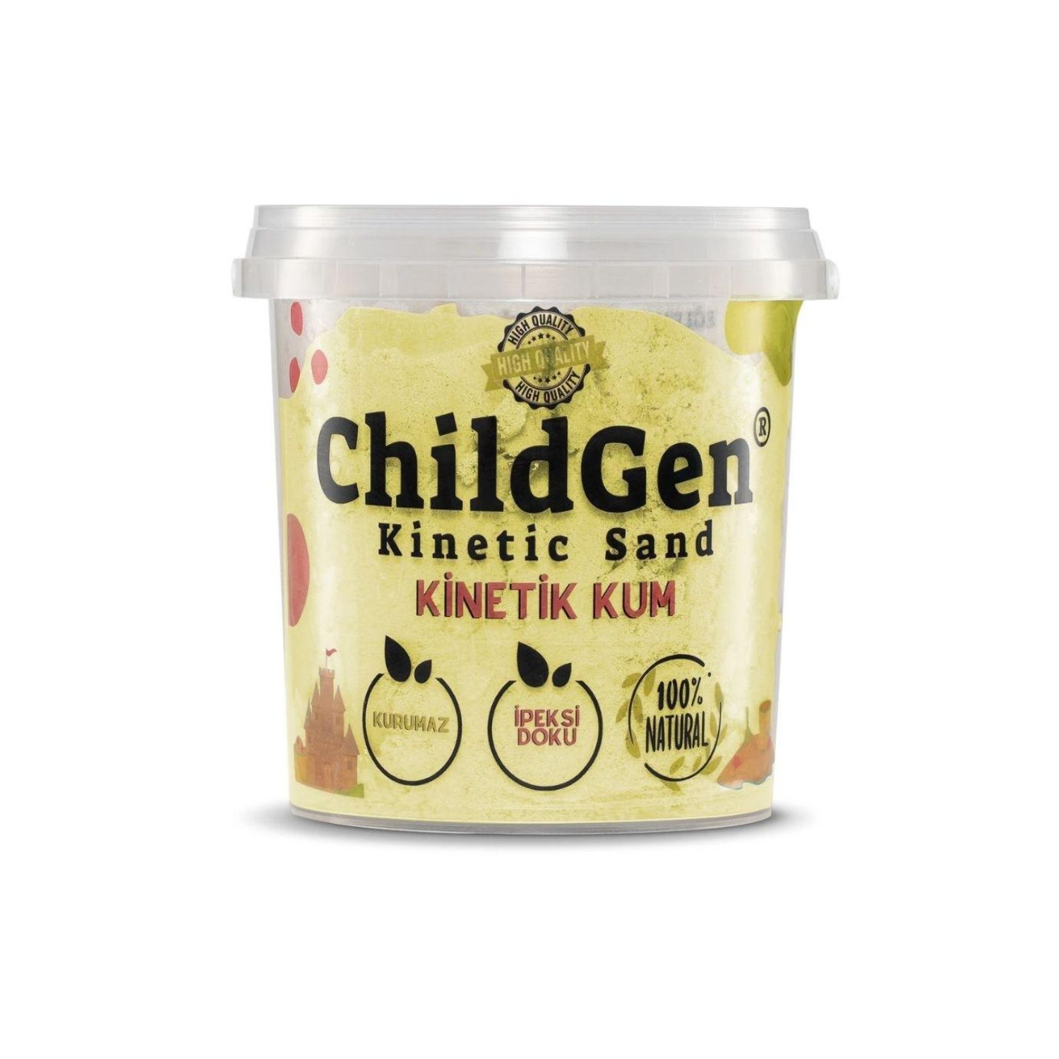 ARENA AMARILLA CINÉTICA PARA MOLDEAR Y CONSTRUIR-CHILDGEN