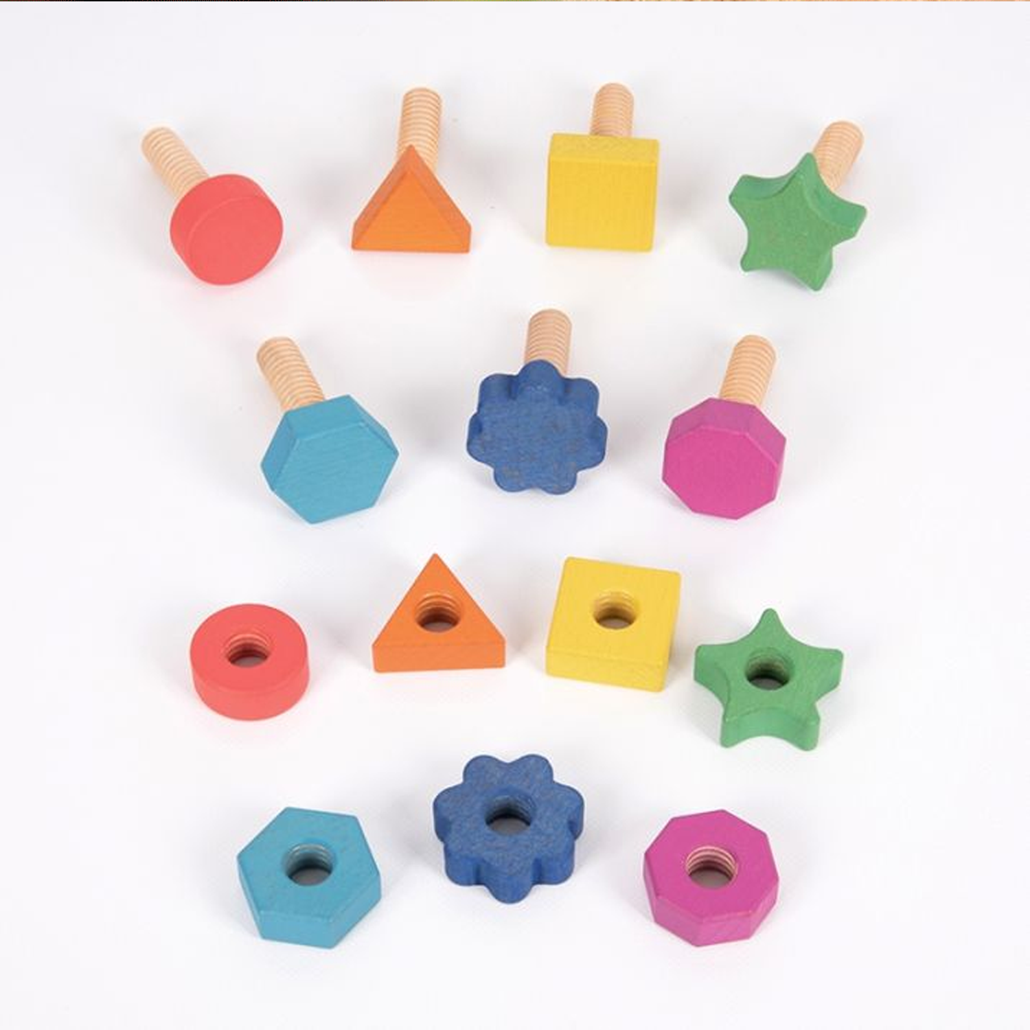 TUERCAS Y TORNILLOS DE MADERA PARA ATORNILLAR ARCOÍRIS (7) - TICKIT - Imagen 3