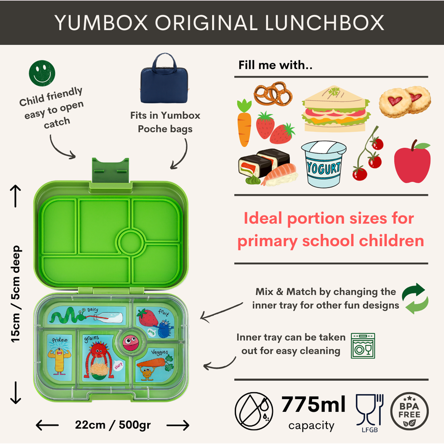 YUMBOX TARTERA 6C MATCHA GREEN+MONSTER - Imagen 2