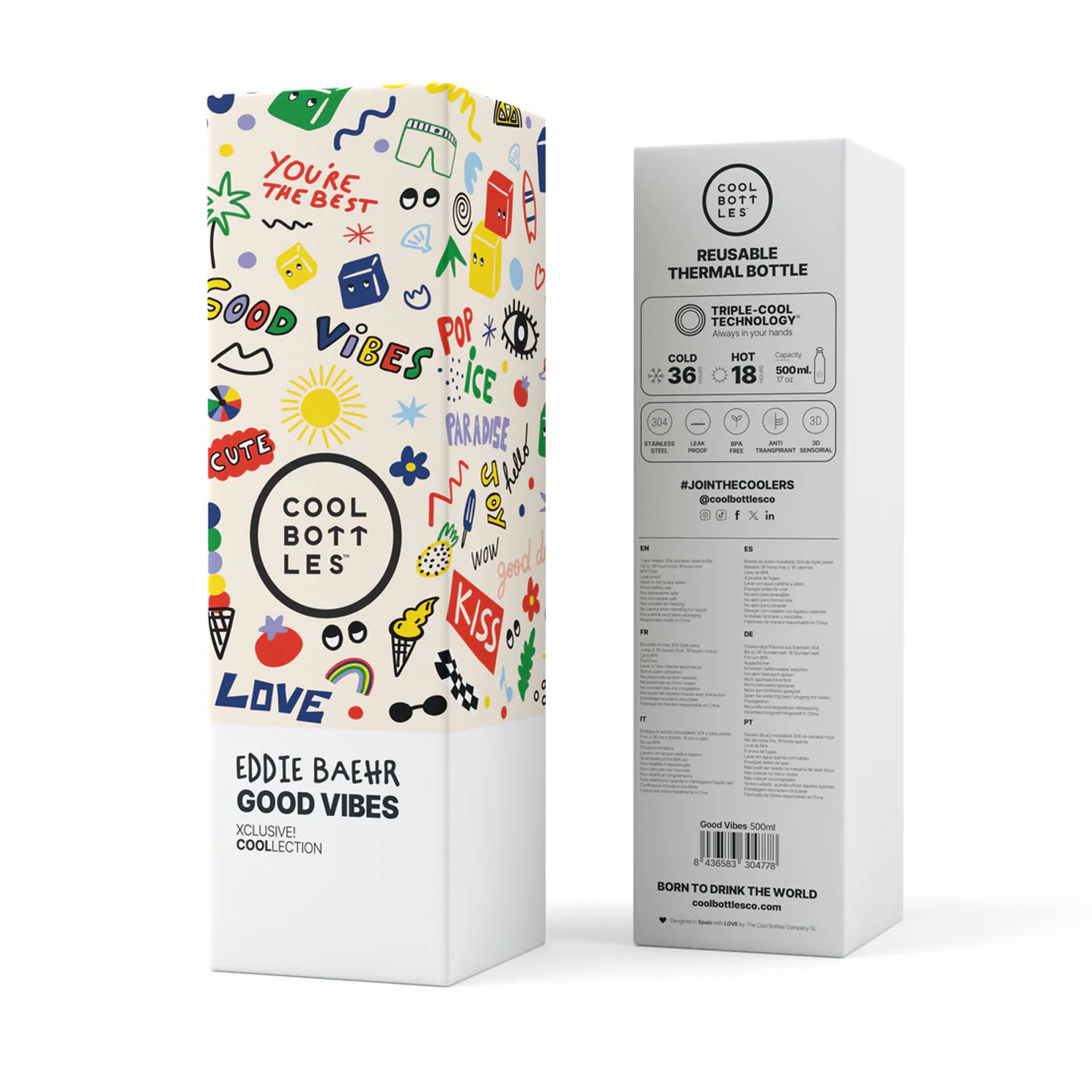 BOTELLA DE AGUA ADULTO The Bottle - Eddie Baehr - Good Vibes 500ml-COOL BOTTLES - Imagen 3