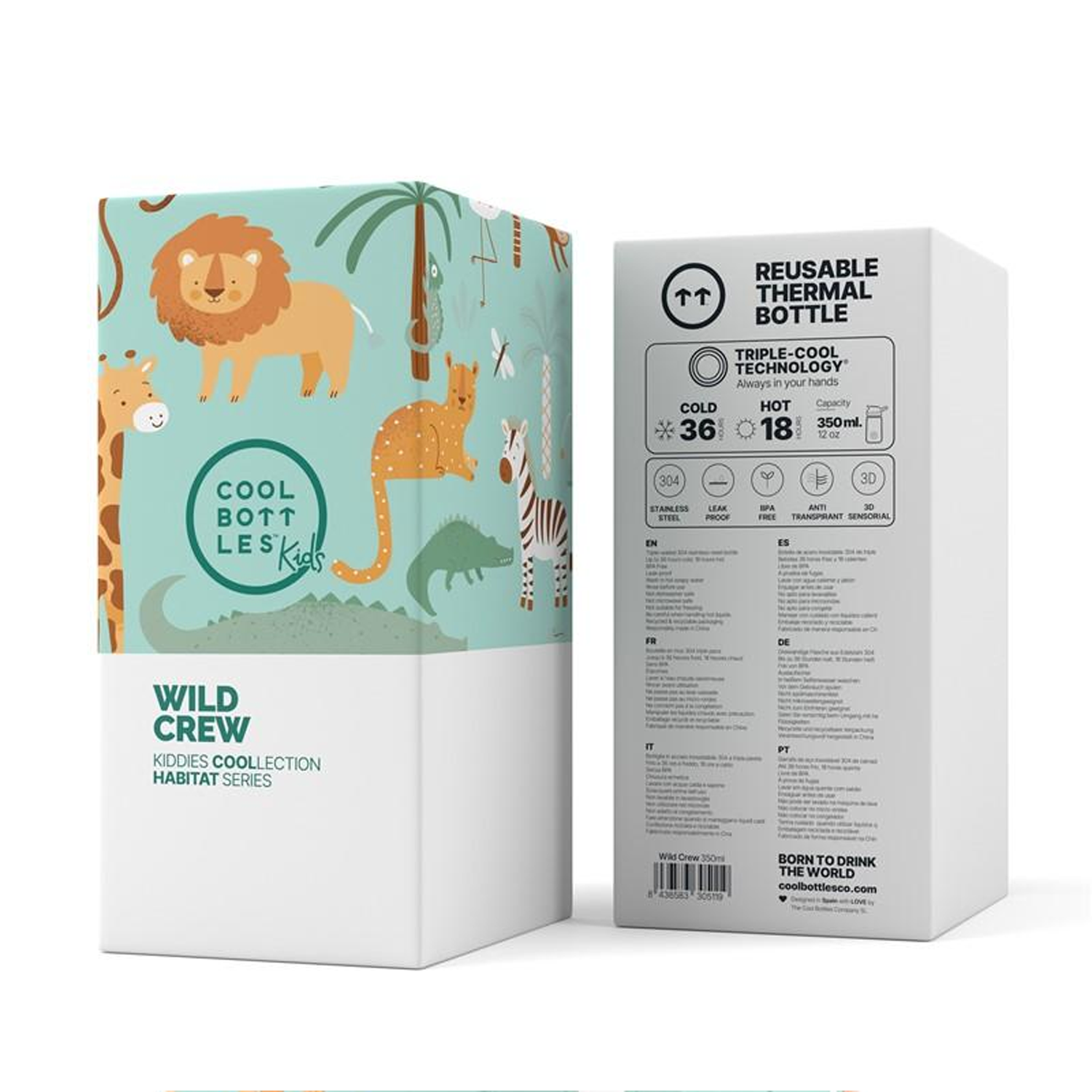 BOTELLA DE AGUA The Kiddie Bottle Wild Crew 350ml-COOL BOTTLES - Imagen 5